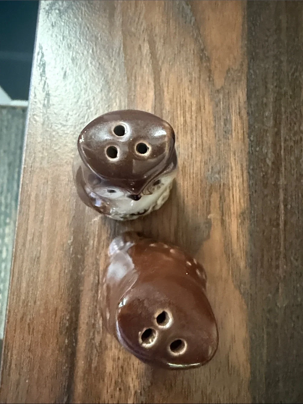 Vintage Ceramic Owl Salt & Pepper Shakers Brown Pair Japan Woodland Decor